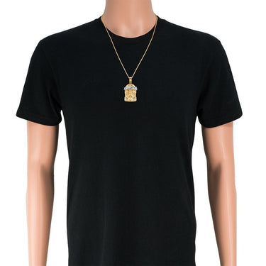 14k Two Tone Gold Jesus Head Pendant